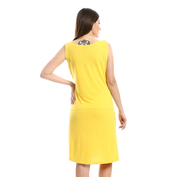 Knee Length Slip On Printed Sleepshirt - Yellow