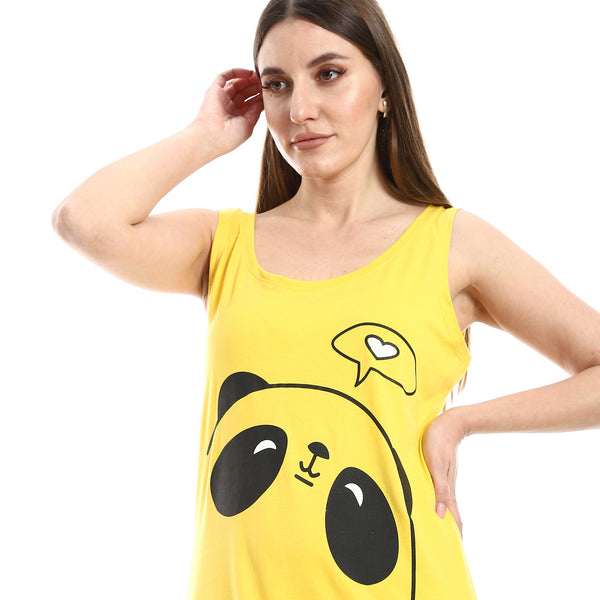 Knee Length Slip On Printed Sleepshirt - Yellow