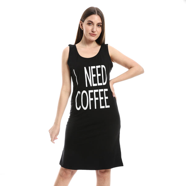 Sleeveless "I Need Coffee" Slip On Sleepshirt