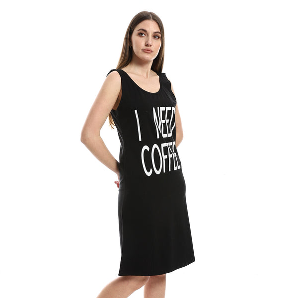 Sleeveless "I Need Coffee" Slip On Sleepshirt