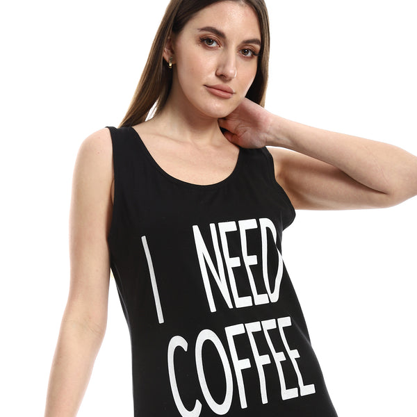 Sleeveless "I Need Coffee" Slip On Sleepshirt