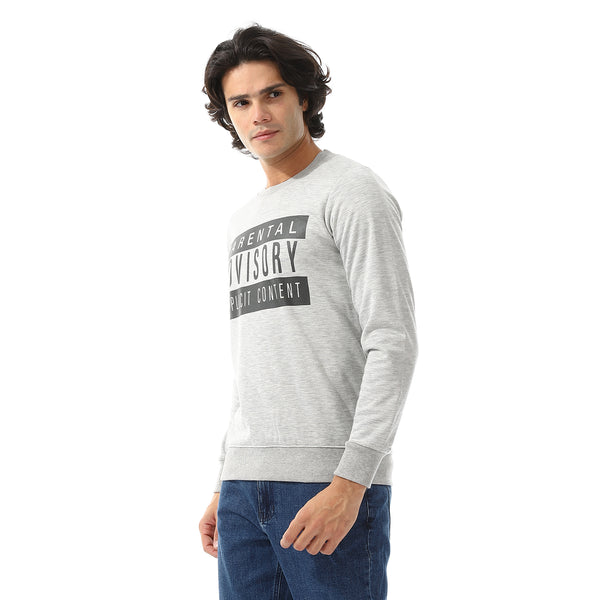 Chest Printed Cotton Slip On Sweatshirt - Grey