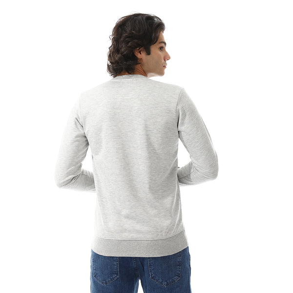 Chest Printed Cotton Slip On Sweatshirt - Grey