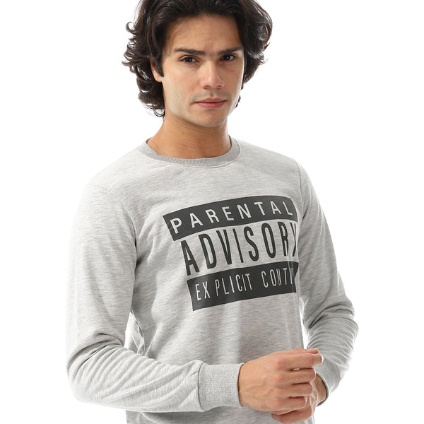 Chest Printed Cotton Slip On Sweatshirt - Grey