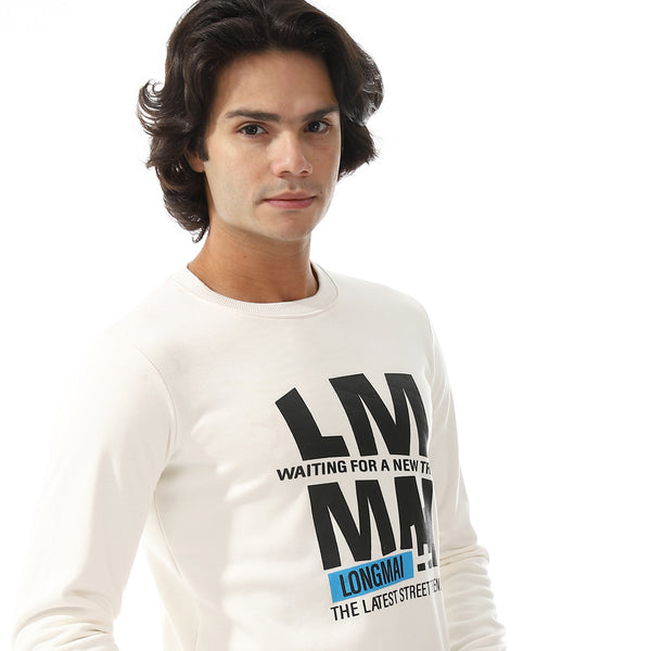 Slip On Round Neck Sweatshirt - White