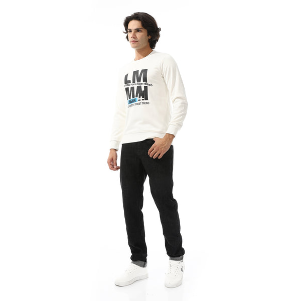Slip On Round Neck Sweatshirt - White