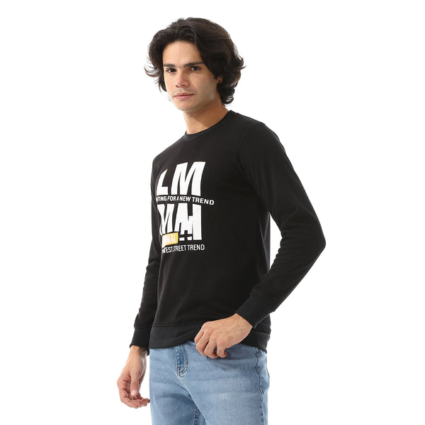 Slip On Round Neck Sweatshirt - Black