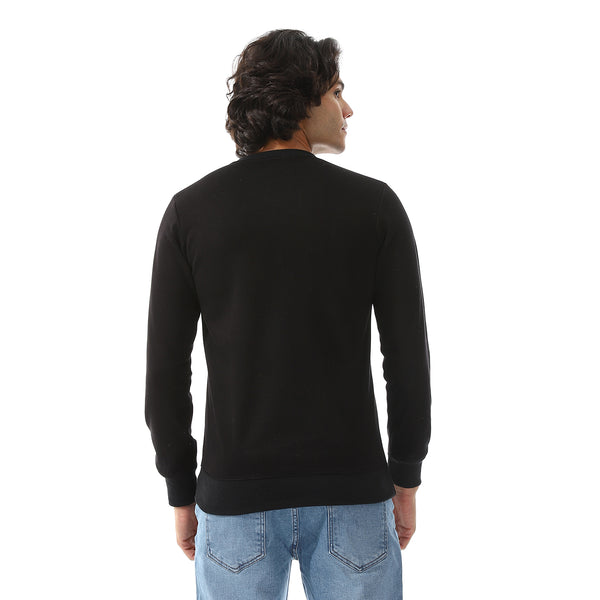 Slip On Round Neck Sweatshirt - Black