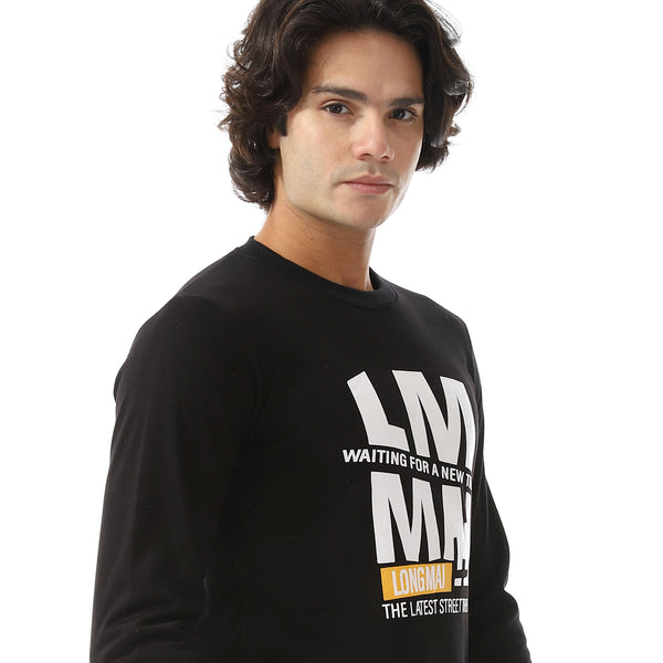 Slip On Round Neck Sweatshirt - Black