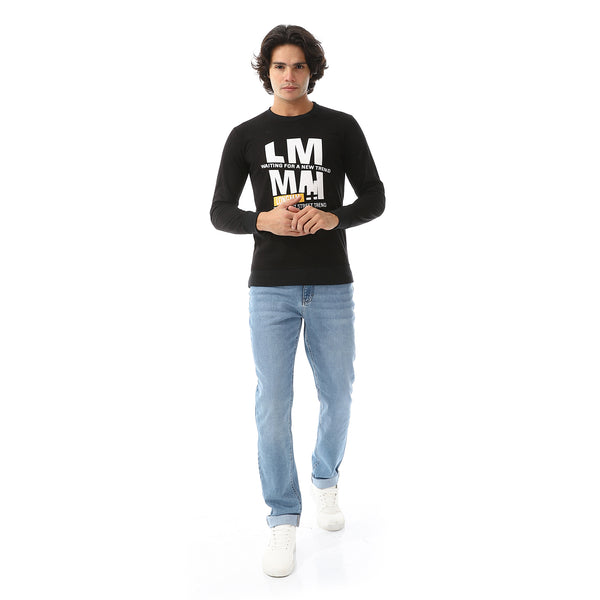 Slip On Round Neck Sweatshirt - Black