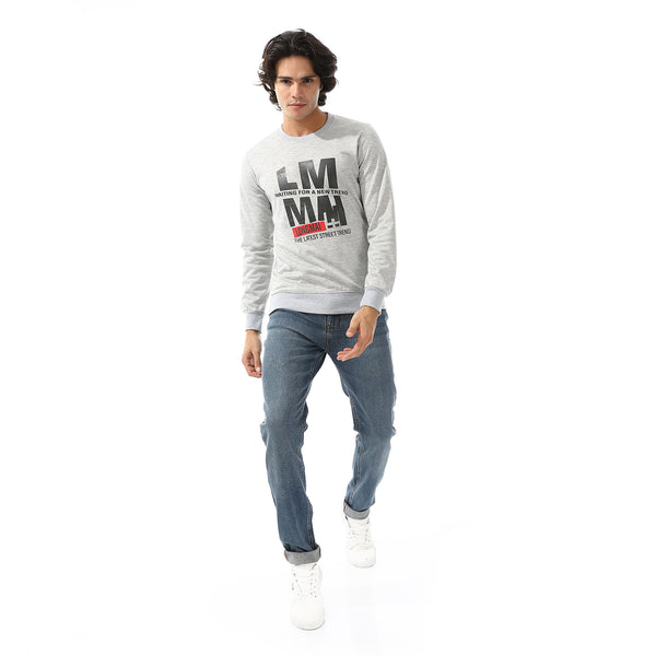 Slip On Round Neck Sweatshirt - Grey