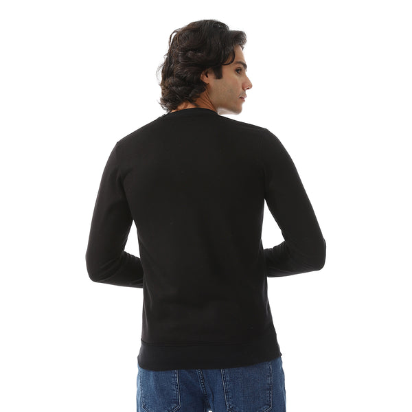 Side Printed Long Sleeves Sweatshirt - Black