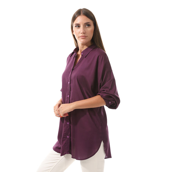over_size_self_pattern_buttons_shirt_purple