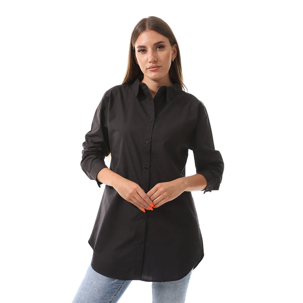 long_sleeves_solid_poplin_buttons_shirt_black