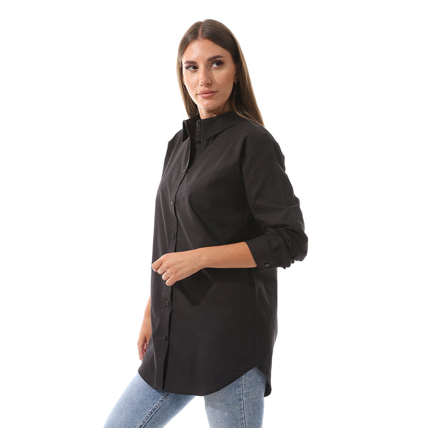 long_sleeves_solid_poplin_buttons_shirt_black