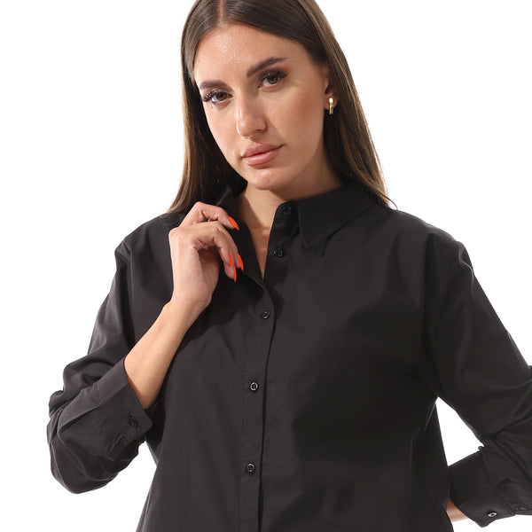 long_sleeves_solid_poplin_buttons_shirt_black
