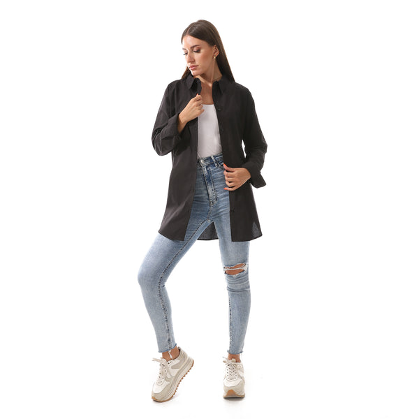 long_sleeves_solid_poplin_buttons_shirt_black