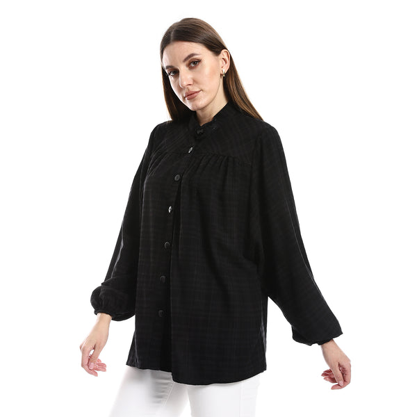 Watermarked Checkered Black Batwing Shirt