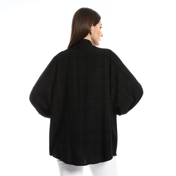 Watermarked Checkered Black Batwing Shirt