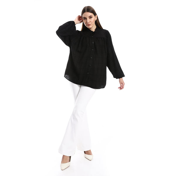 Watermarked Checkered Black Batwing Shirt