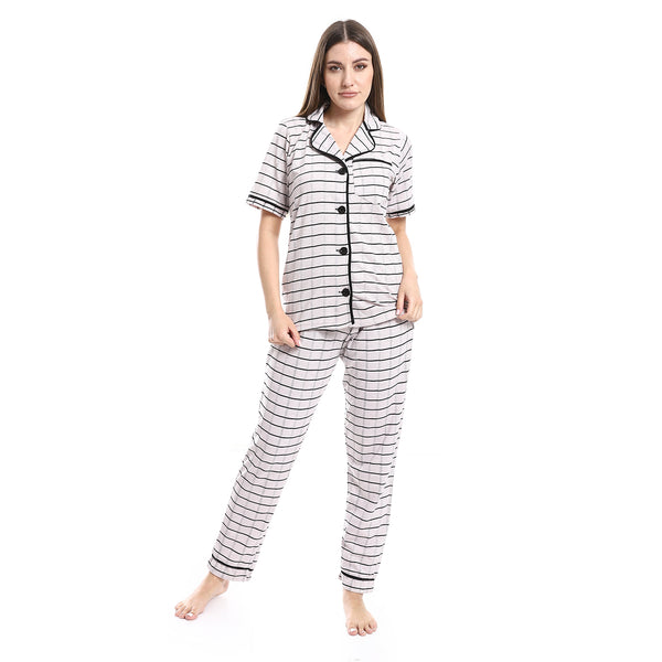 long-sleeves-checkered-pattern-pajama-set-rose-black