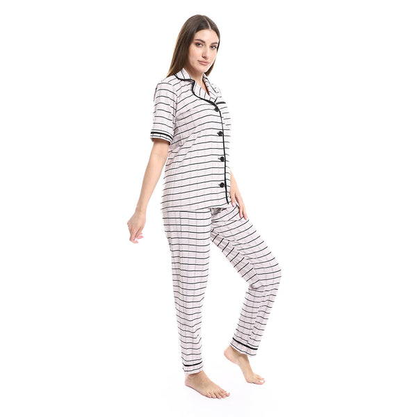 long-sleeves-checkered-pattern-pajama-set-rose-black