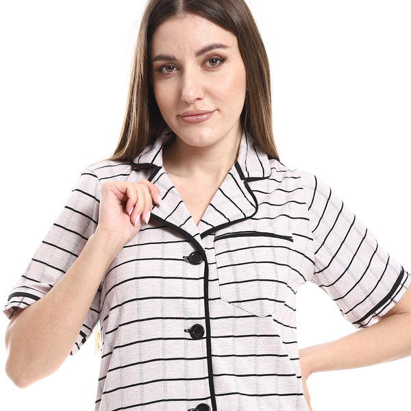 long-sleeves-checkered-pattern-pajama-set-rose-black
