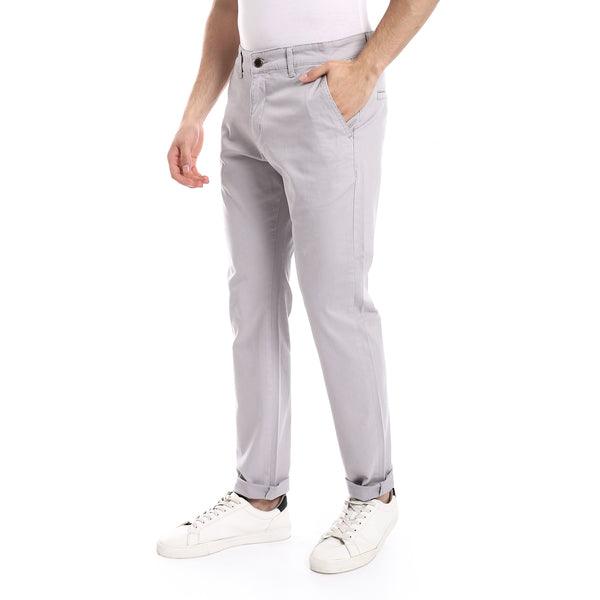 Casual Regular Fit Gabardine Pants - Gray