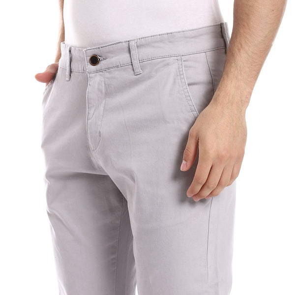 Casual Regular Fit Gabardine Pants - Gray