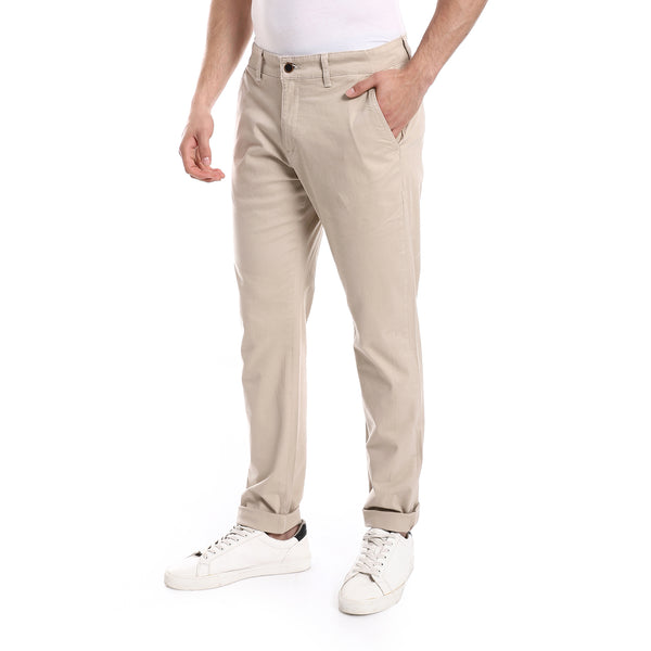 Casual Regular Fit Gabardine Pants - Beige