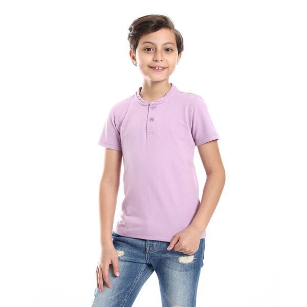 Henely Neck Basic T-shirt Casual Look For Boy - Purple