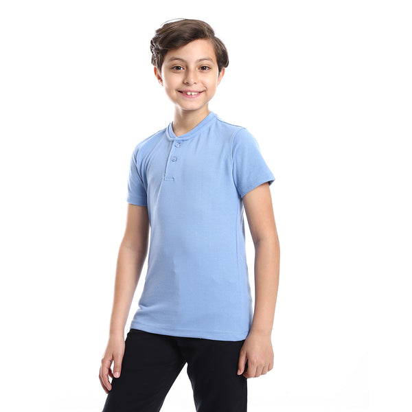 Henely Neck Basic T-shirt Casual Look For Boy - Light Blue