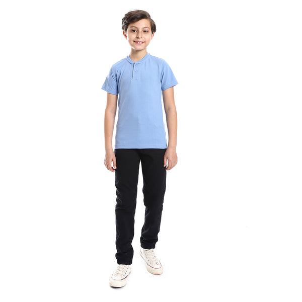 Henely Neck Basic T-shirt Casual Look For Boy - Light Blue