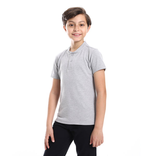 Henely Neck Basic T-shirt Casual Look For Boy - Light Grey