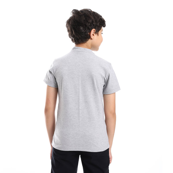 Henely Neck Basic T-shirt Casual Look For Boy - Light Grey
