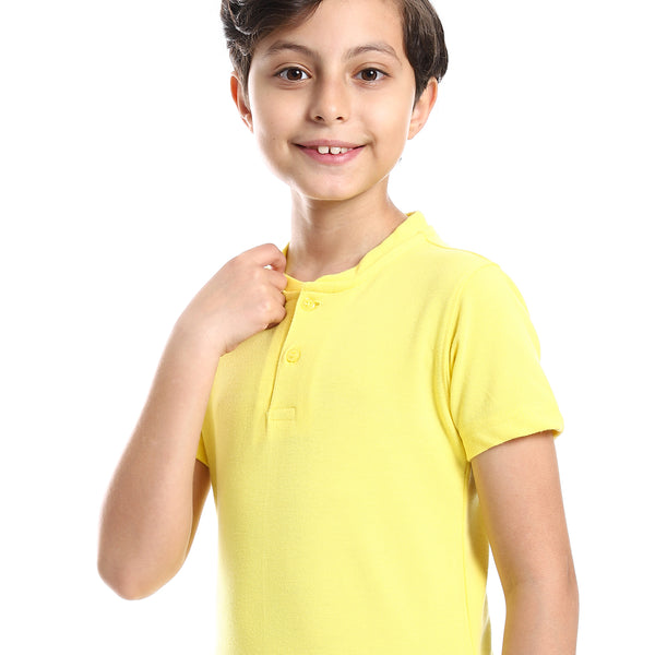Henely Neck Basic T-shirt Casual Look For Boy - Yellow