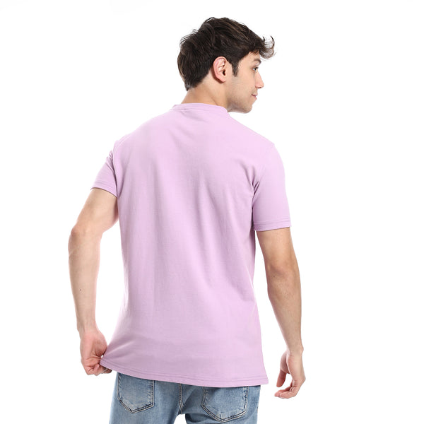 Henely Neck Buttoned T-Shirt - Purple