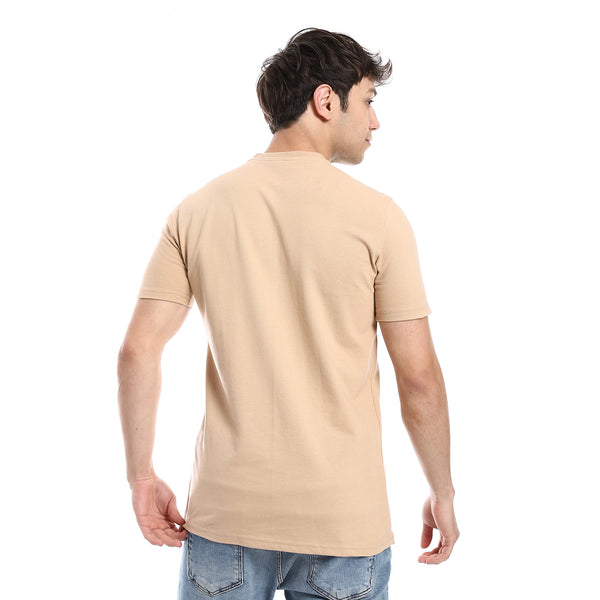 Plain Basic Short Sleeves Henely Neck T-Shirt - Beige