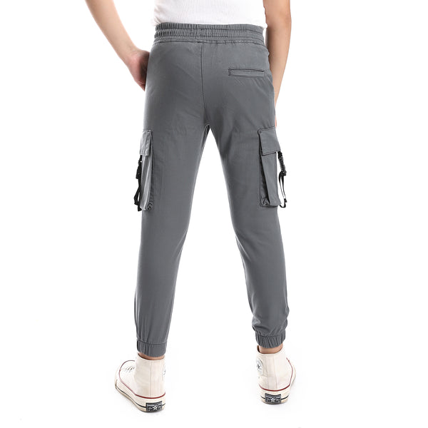Boys Cargo Pants Elastic Hem With 2 Pockets - Gray