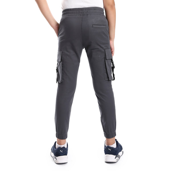 Boys Cargo Pants Elastic Hem With 2 Pockets - Dark Gray