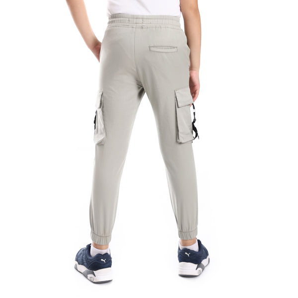 Boys Cargo Pants Elastic Hem With 2 Pockets - Pastel Olive