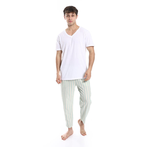 short_sleeve_striped_pattern_pants_pajama_set_-_white_-_mint
