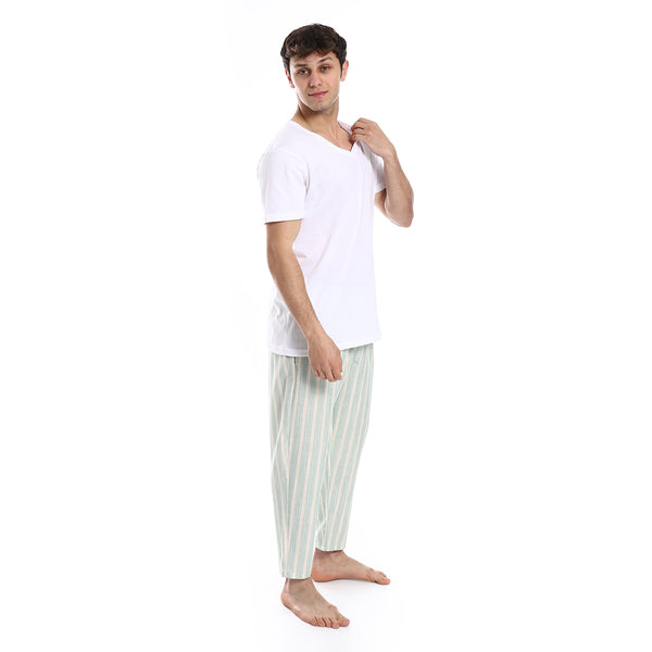 short_sleeve_striped_pattern_pants_pajama_set_-_white_-_mint