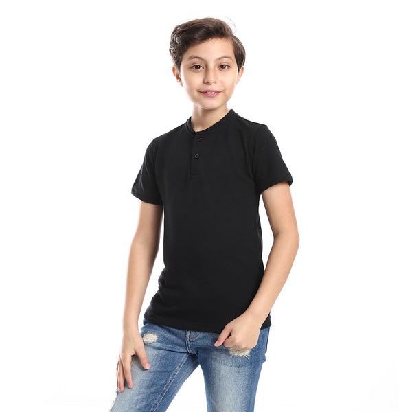 Henely Neck Basic T-shirt Casual Look For Boy - Black