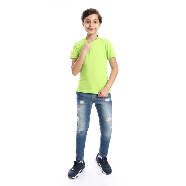 Henely Neck Basic T-shirt Casual Look For Boy - Light Green