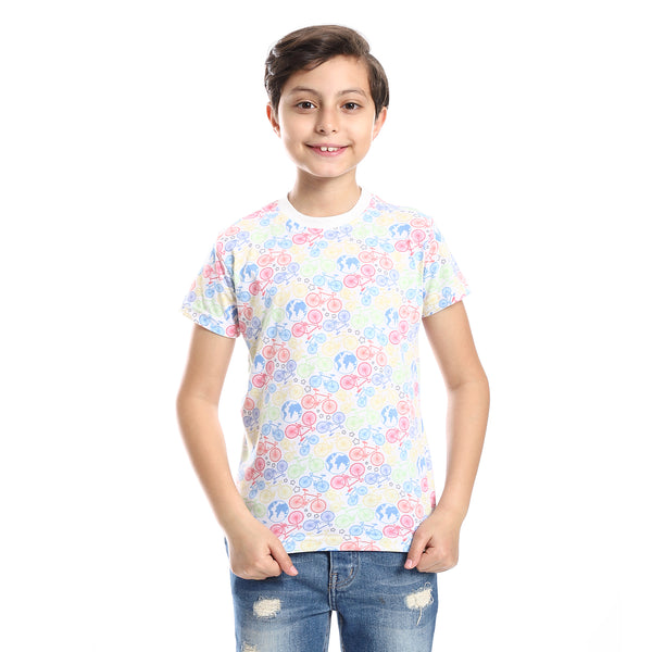 Cotton Round Neck Short Sleeve T-Shirt For Boy - MultiColor