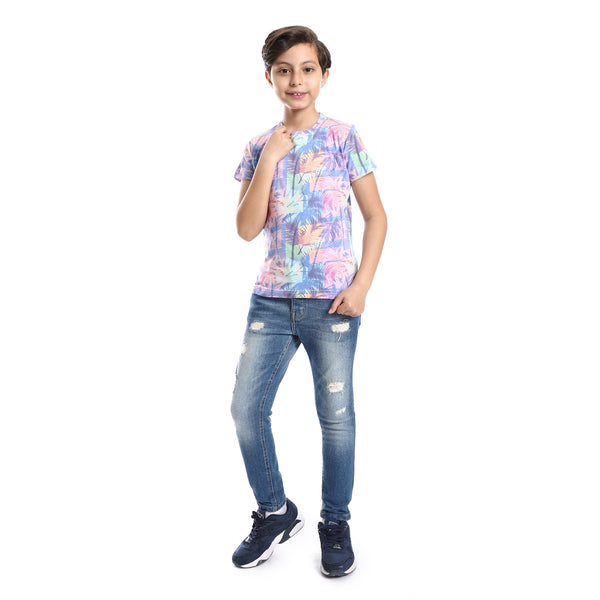 Cotton Round Neck Short Sleeve TShirt For Boy  MultiColor