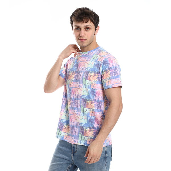 Cotton Round Neck -Short Sleeve T-Shirt - MultiColor