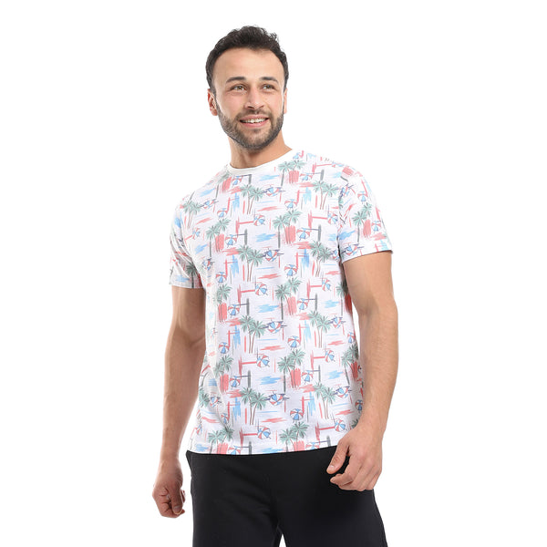 Cotton Round Neck -Short Sleeve T-Shirt - Printed