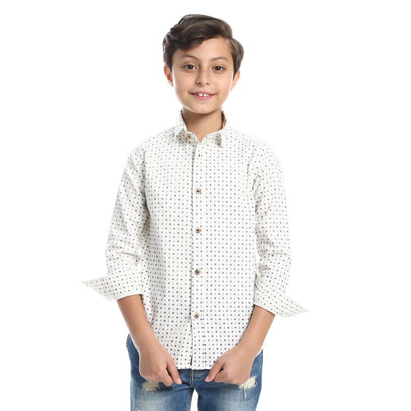 Boys Regular Fit  Casual Shirt - off white